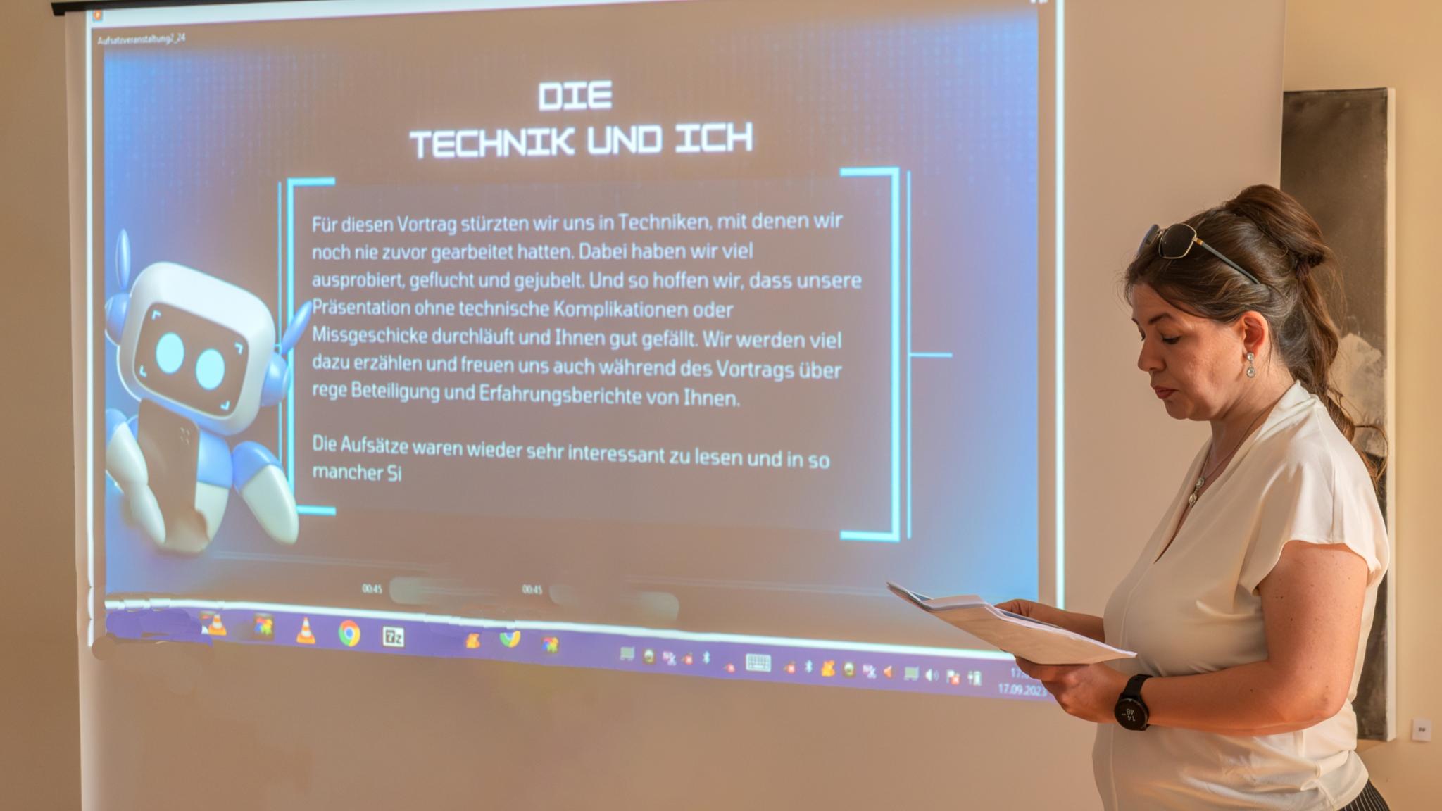 Isabelle Valentin bei ihrer interessanten Präsentation des Themas „Die Technik und ich“.