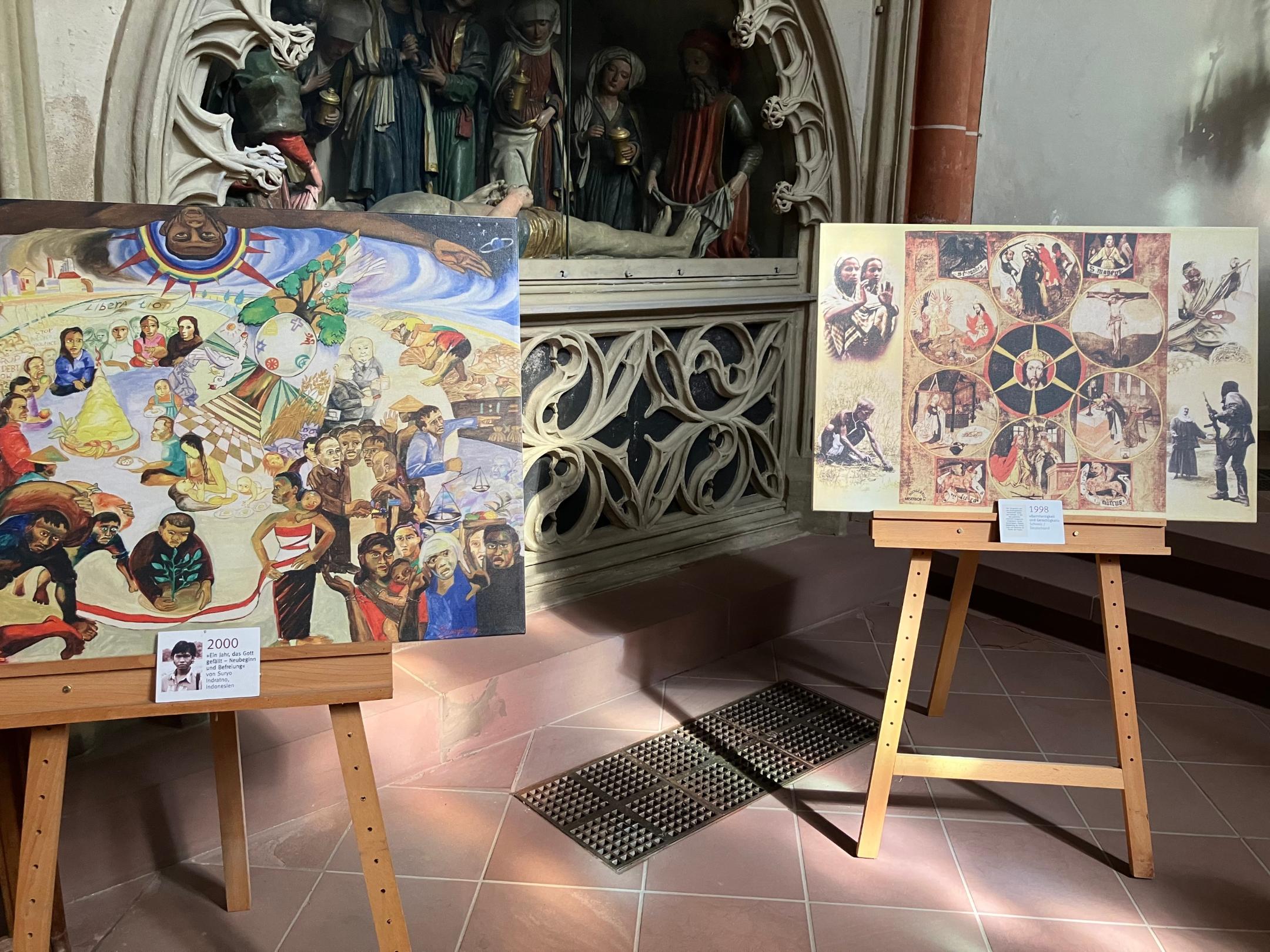 Bis zum 27. März können in der Basilika St. Wendelin in St. Wendel 22 Misereor-Hungertücher betrachtet werden.