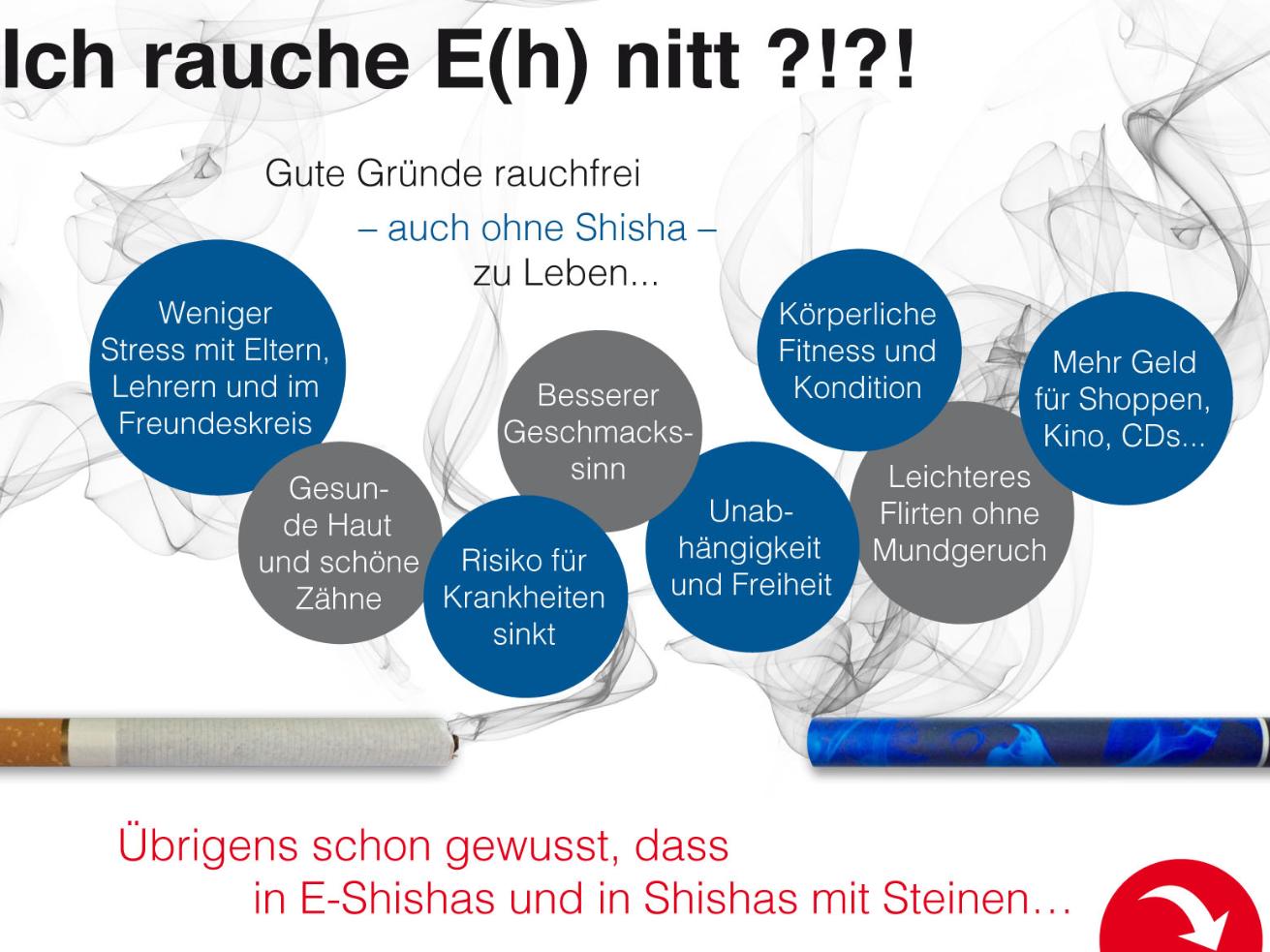 Die Vorderseite der Postkarte, mit der Kinder und Jugendliche über die Gefahren von E-Shishas aufklären will. (Quelle: Caritasverband Schaumberg-Blies e.V.)