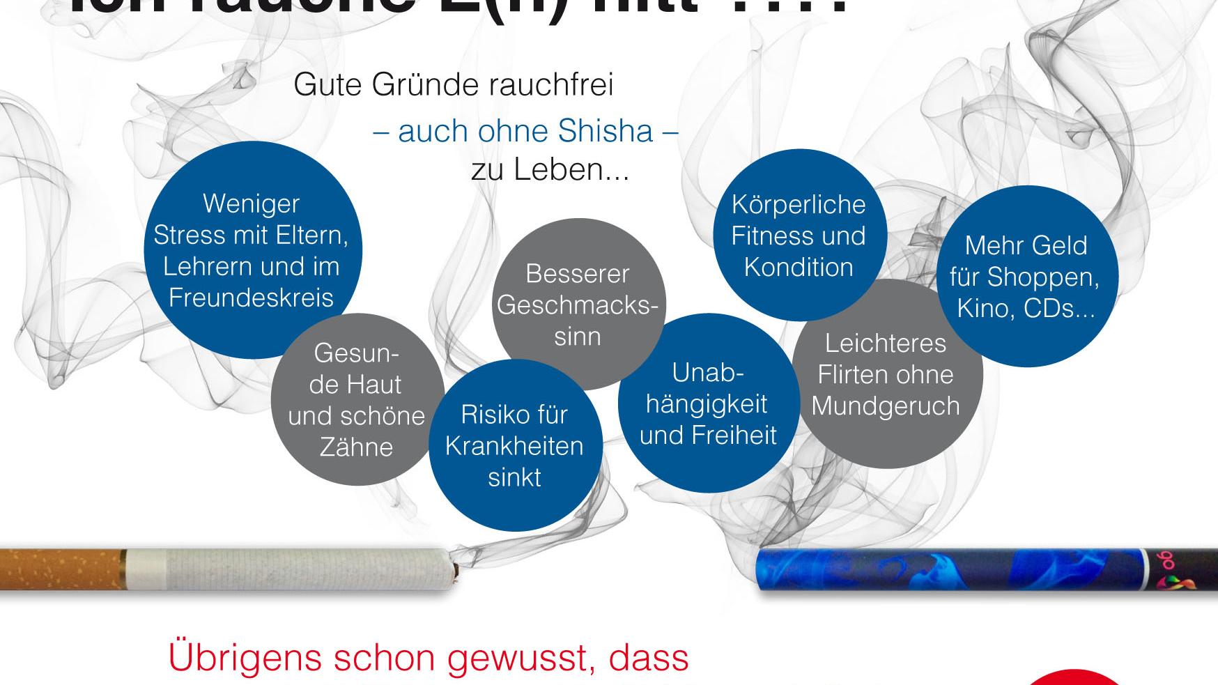 Die Vorderseite der Postkarte, mit der Kinder und Jugendliche über die Gefahren von E-Shishas aufklären will. (Quelle: Caritasverband Schaumberg-Blies e.V.)