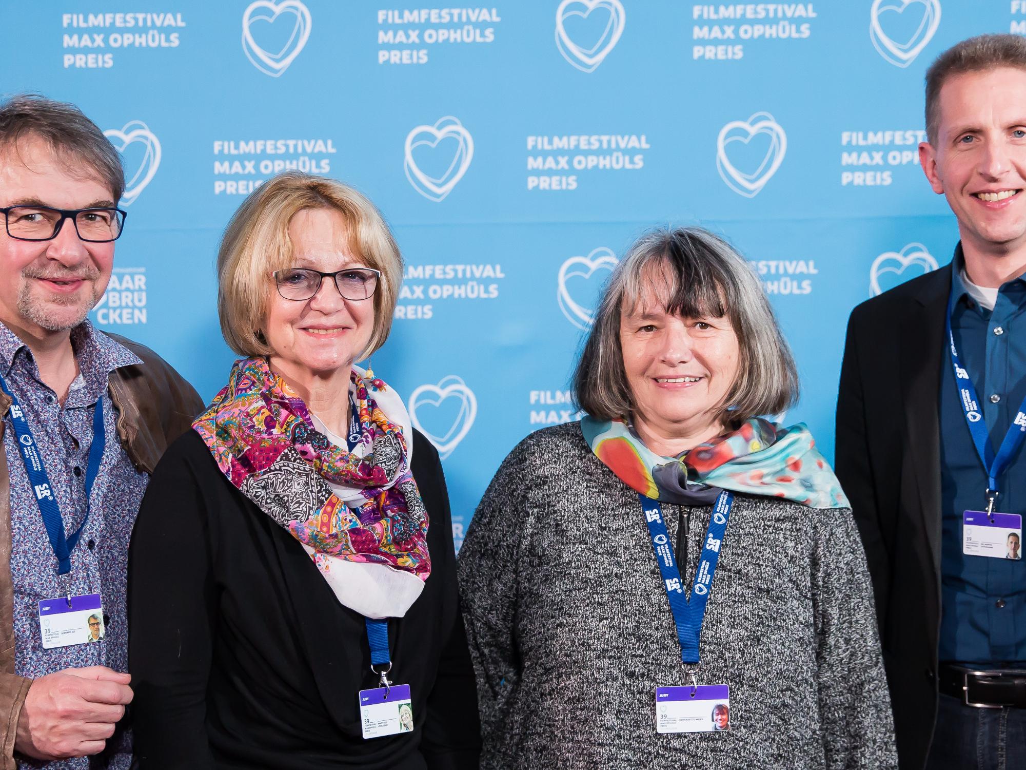 Die Ökumenische Jury beim 39. Filmfestival Max Ophüls Preis 2018 (von links): Gerhard Alt, Dr. Waltraud Verlaguet, Bernadette Meier und Dr. Martin Ostermann