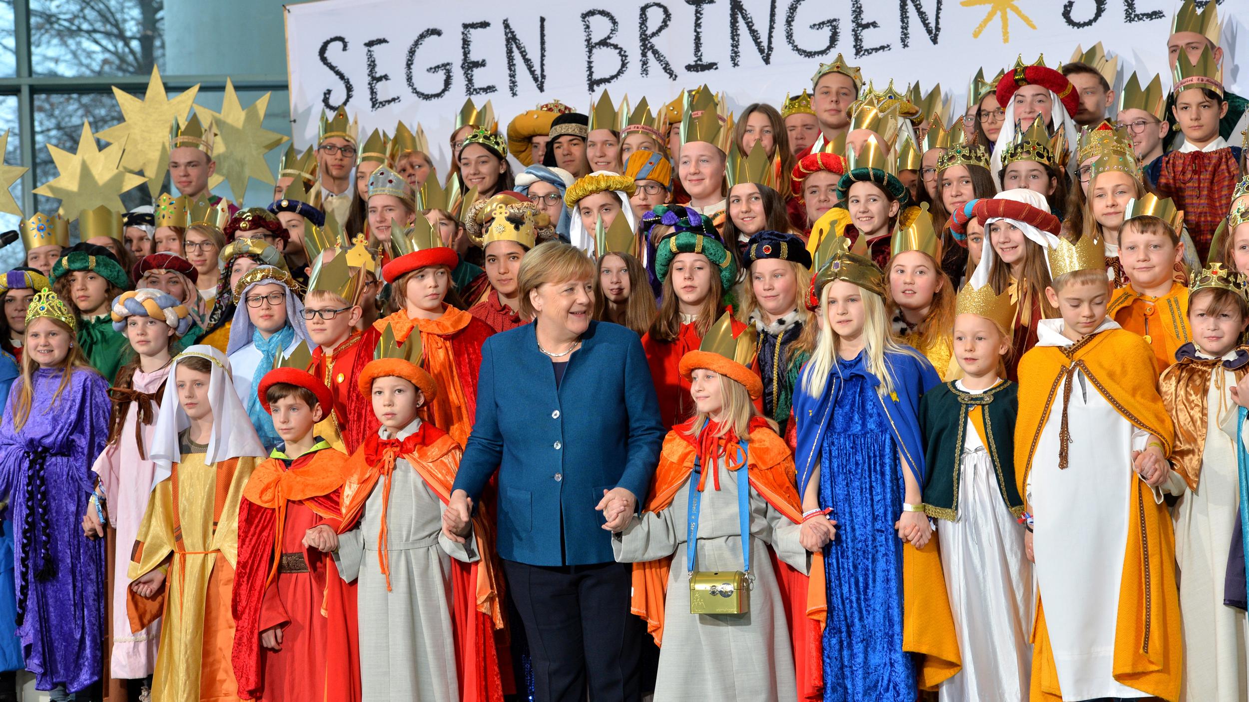 Über 100 Sternsinger aus ganz Deutschland waren in Berlin zum Empfang bei Kanzlerin Merkel geladen.