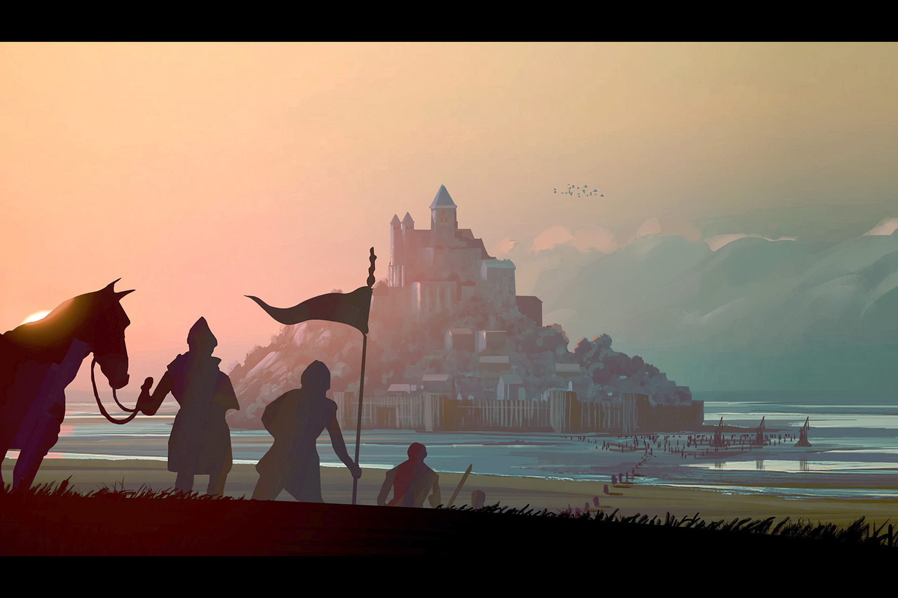 Zeichentrickbild des Mont-Saint-Michel