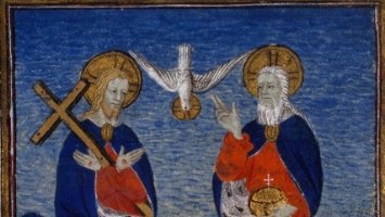 Darstellung der Dreifaltigkeit - Buchmalerei aus dem 15. Jahrhundert