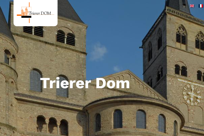 Man sieht den Trierer Dom zusammen mit dem Logo der Dominformation