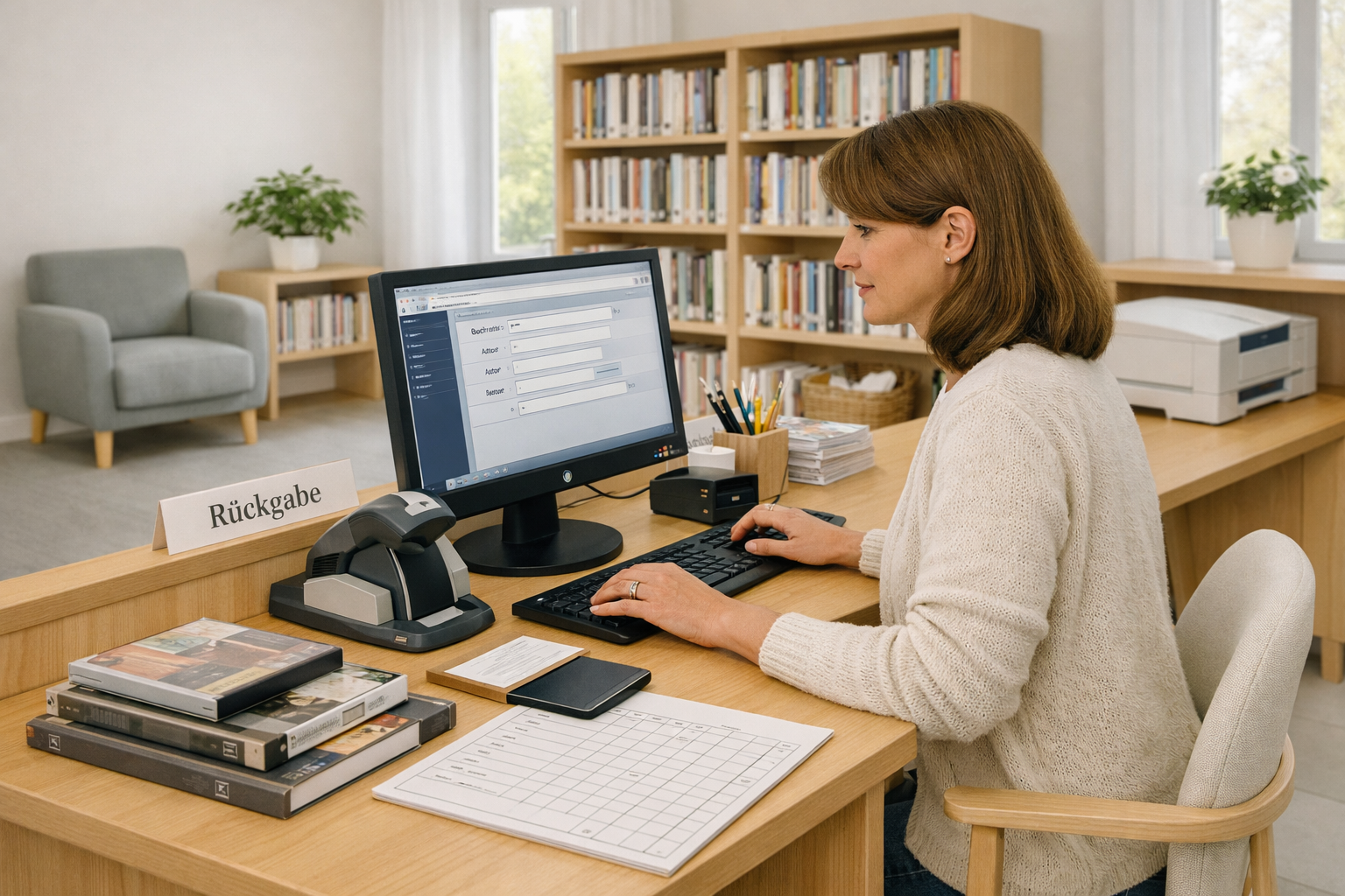 Arbeitsplatz EDV Bücherei