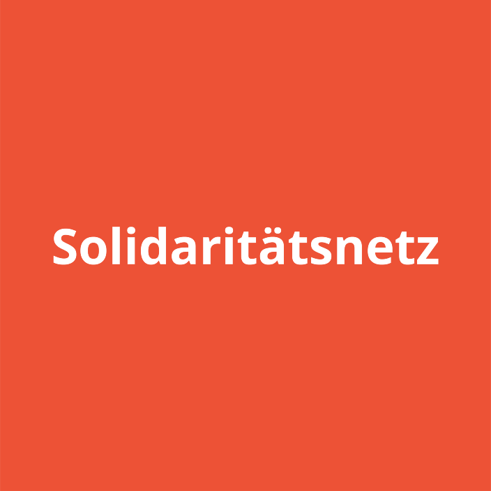 Ein oranges Feld mit dem Titel Solidaritätsnetz