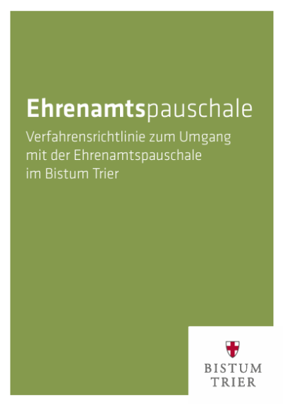 Grünes Deckblatt der Broschüre Ehrenamtspauschale im Bistum Trier