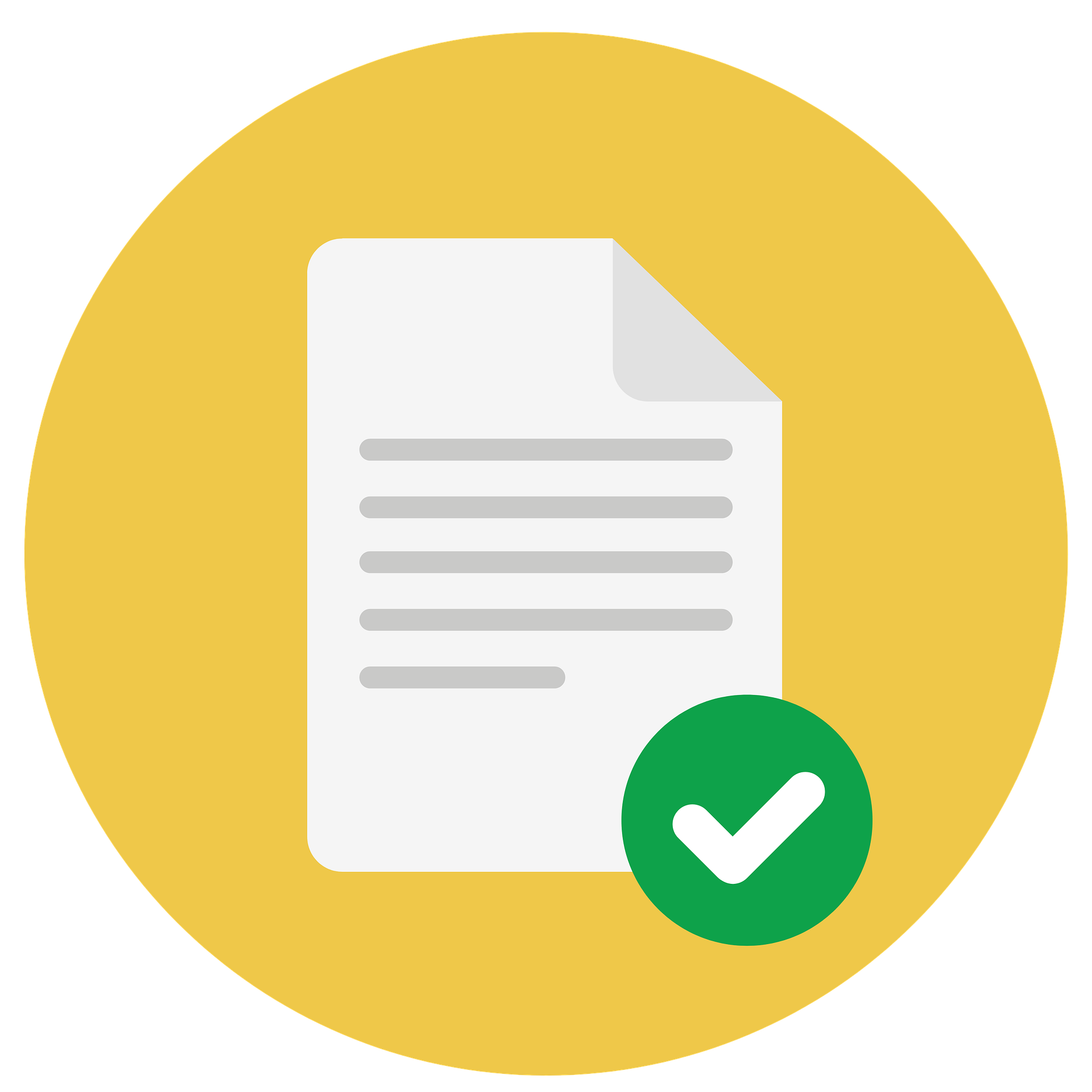 Icon Blatt mit Linien in gelbem Kreis und grünem Häkchen (c) u_qw3965e269 auf pixabay Icon Blatt mit Linien in gelbem Kreis und grünem Häkchen