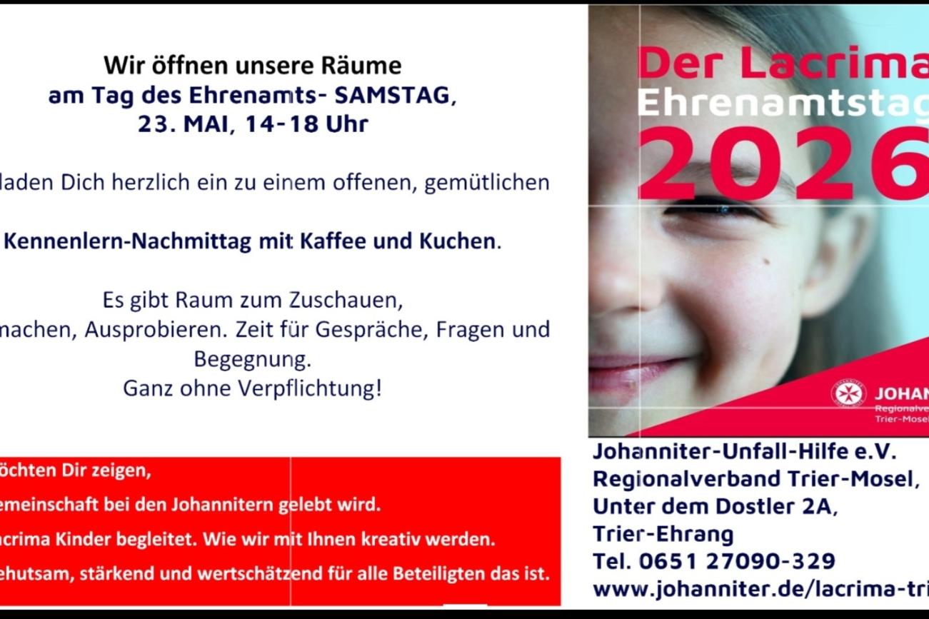 Flyer des Lacrima Ehrenamtstags. Tag der offenen Tür