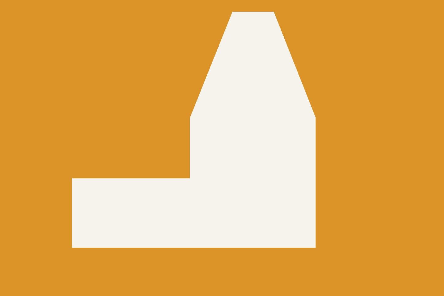 Icon Kirche in weiß auf Karamellfarbenem Hintergrund