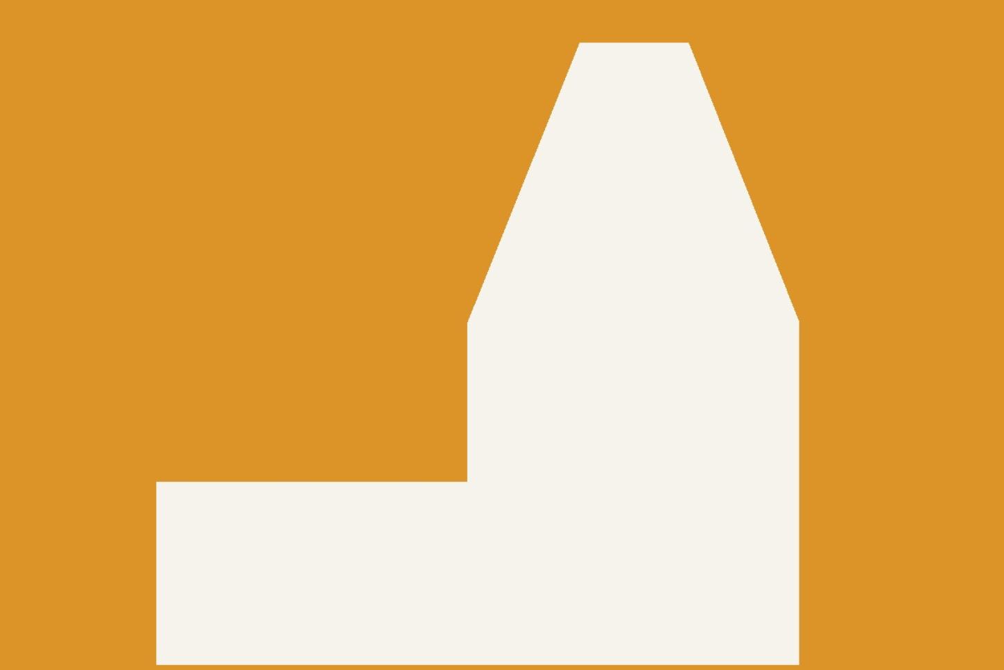 Icon Kirche in weiß auf Karamellfarbenem Hintergrund