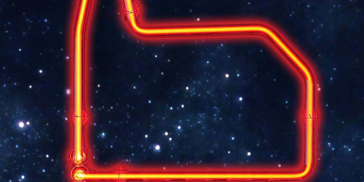 Neonschild das eine Kirche darstellt und anzeigt dass diese geöffnet ist