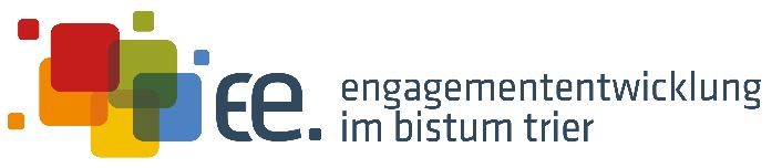 Bischöfliches Generalvikariat, Team Strategische Engagemententwicklung (c) Team Engagemententwicklung |Bistum Trier Schriftzug mit bunten Quadraten
