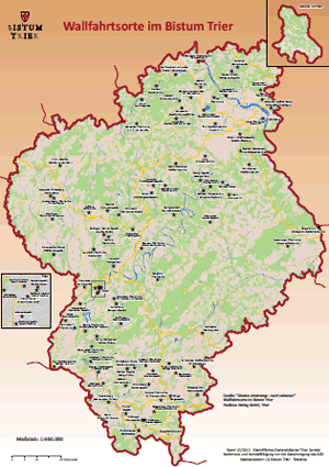 Karte Wallfahrtsorte im Bistum Trier