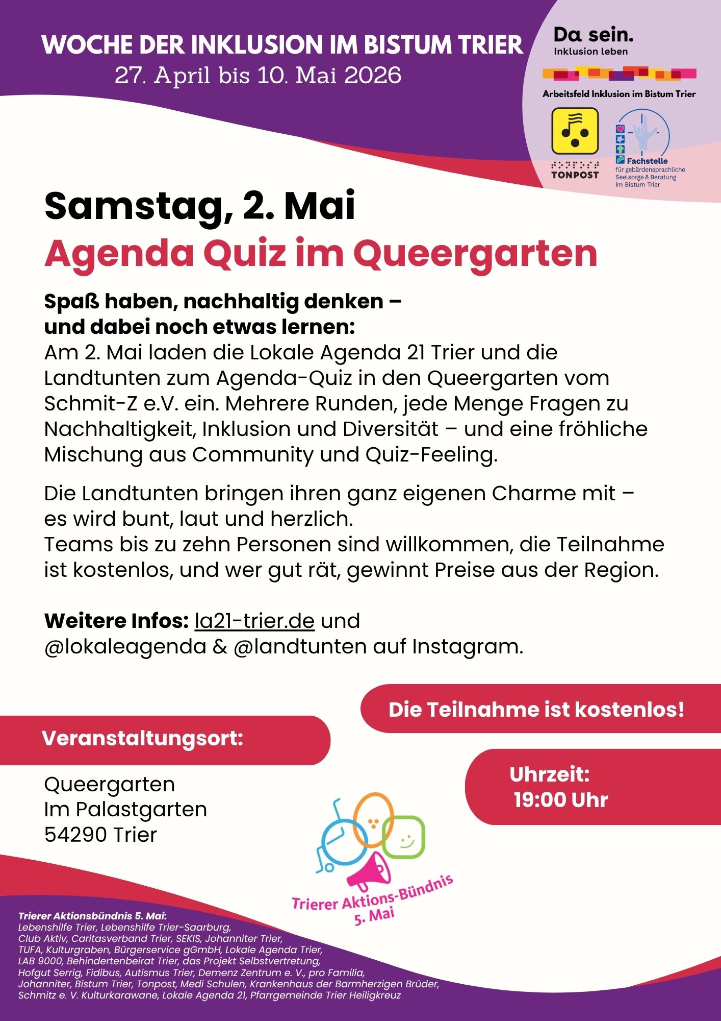 Plakat des Agenda-Quiz-im-Queergarten