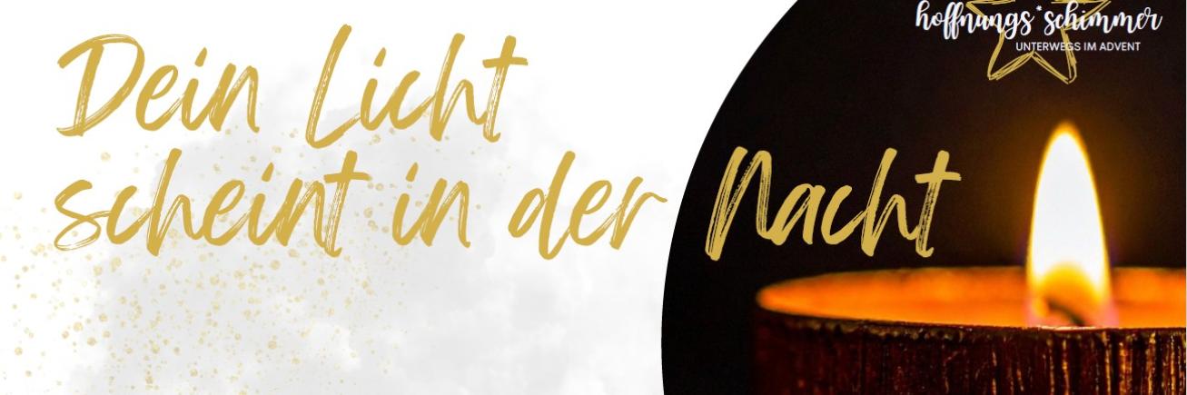 Plakat zur Veranstaltung Hoffnungsschimmer. Eine Kerze leuchte vor einem dunklen Hintergrund.