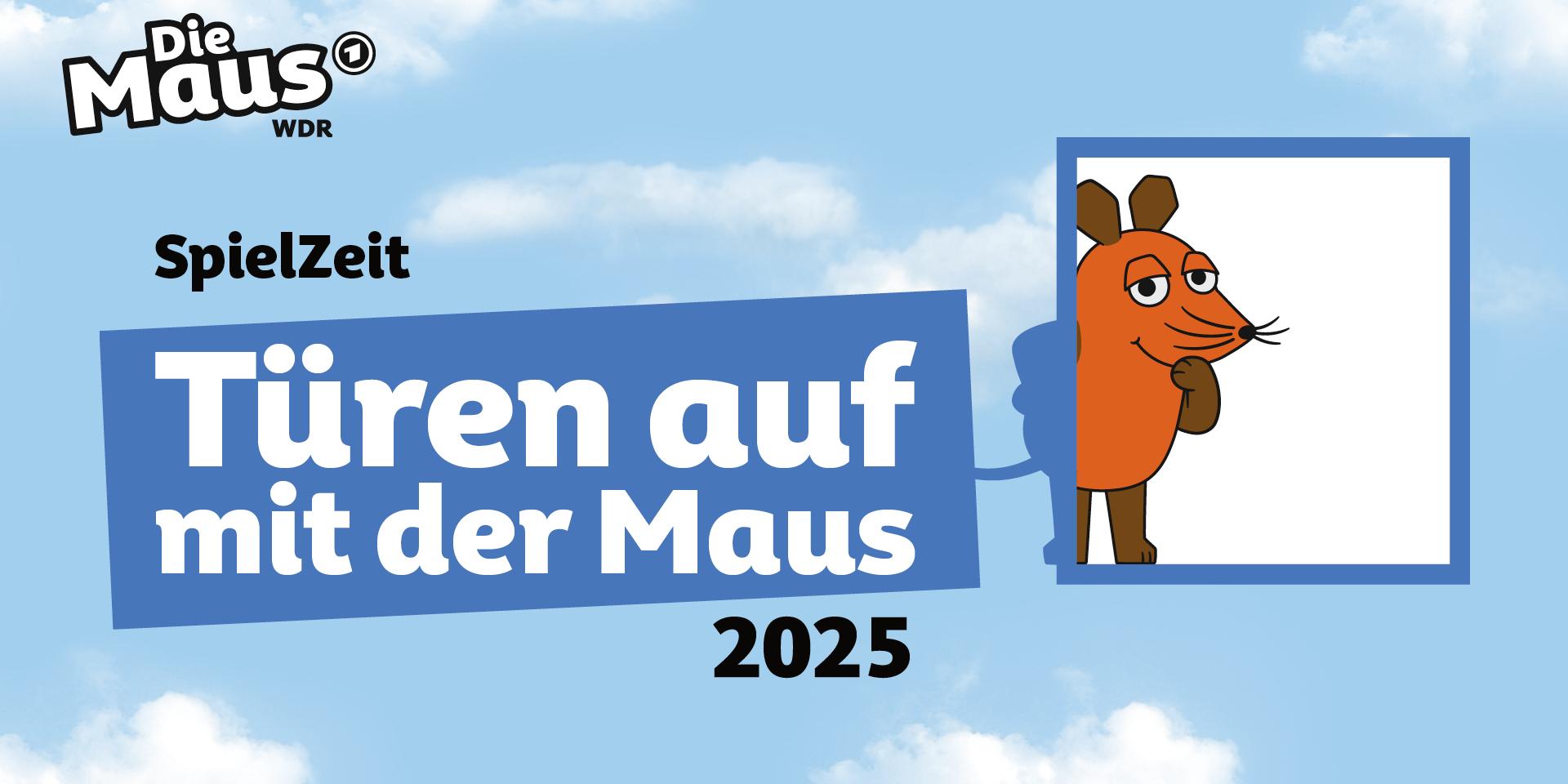 Logo des Maus Türöffnertages 2025 - Die Maus schaut durch einen Rahmen hindurch,