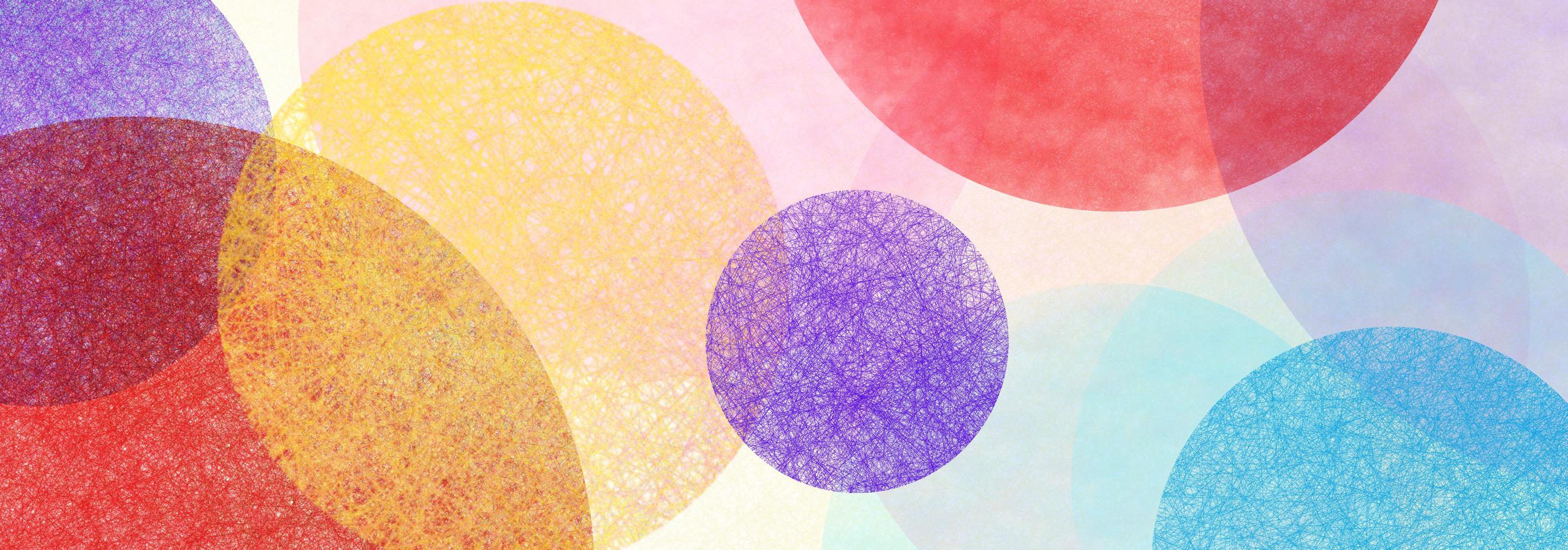 Grafik: Farbige, netzartige Kugeln, die sich überlagern