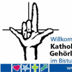 Das BIld zeigt das Logo der Katholischen Gehörlosengemeinde in Trier. EIne Hand zeigt eine Gebärde aus der Gebärdensprache.