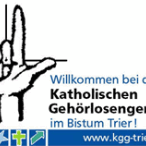 Das BIld zeigt das Logo der Katholischen Gehörlosengemeinde in Trier. EIne Hand zeigt eine Gebärde aus der Gebärdensprache.