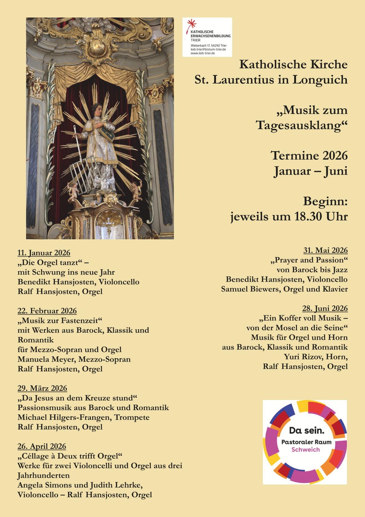 Infoflyer zu einer Konzertreihe