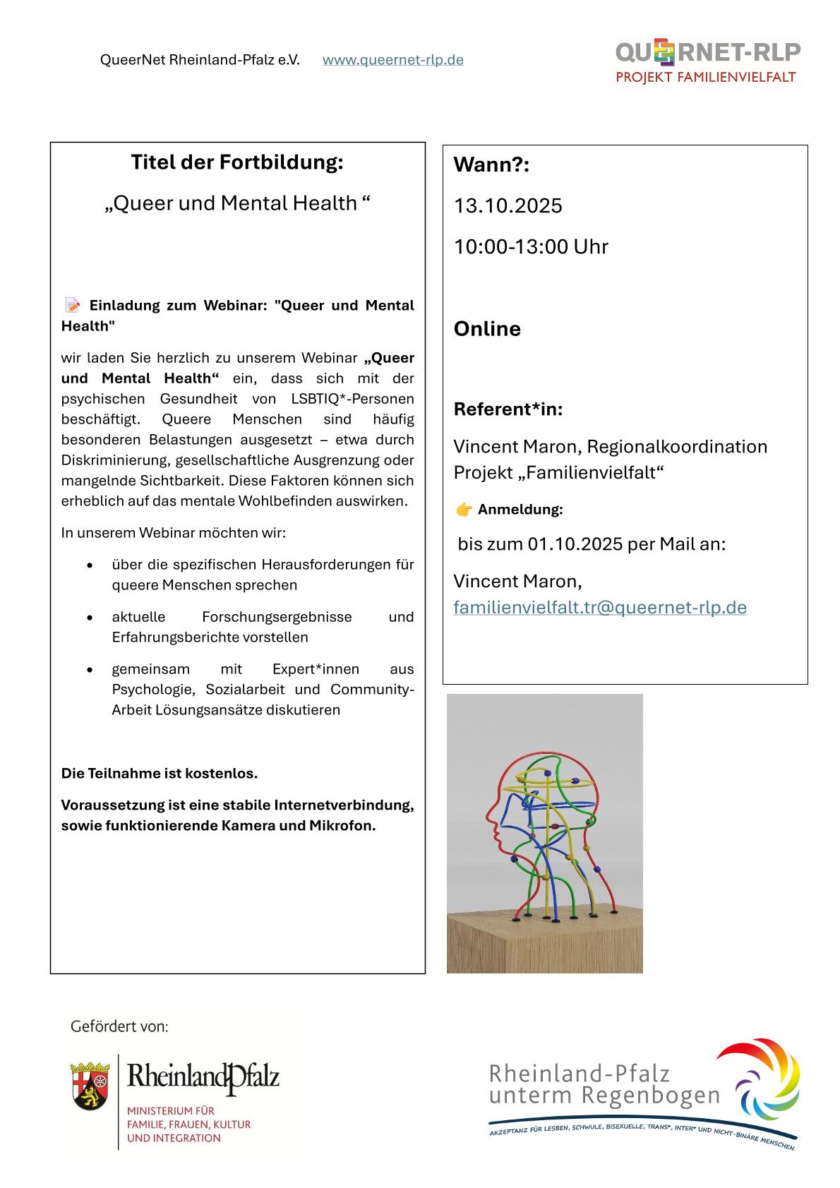 Flyer 'Queer und Mental Health'