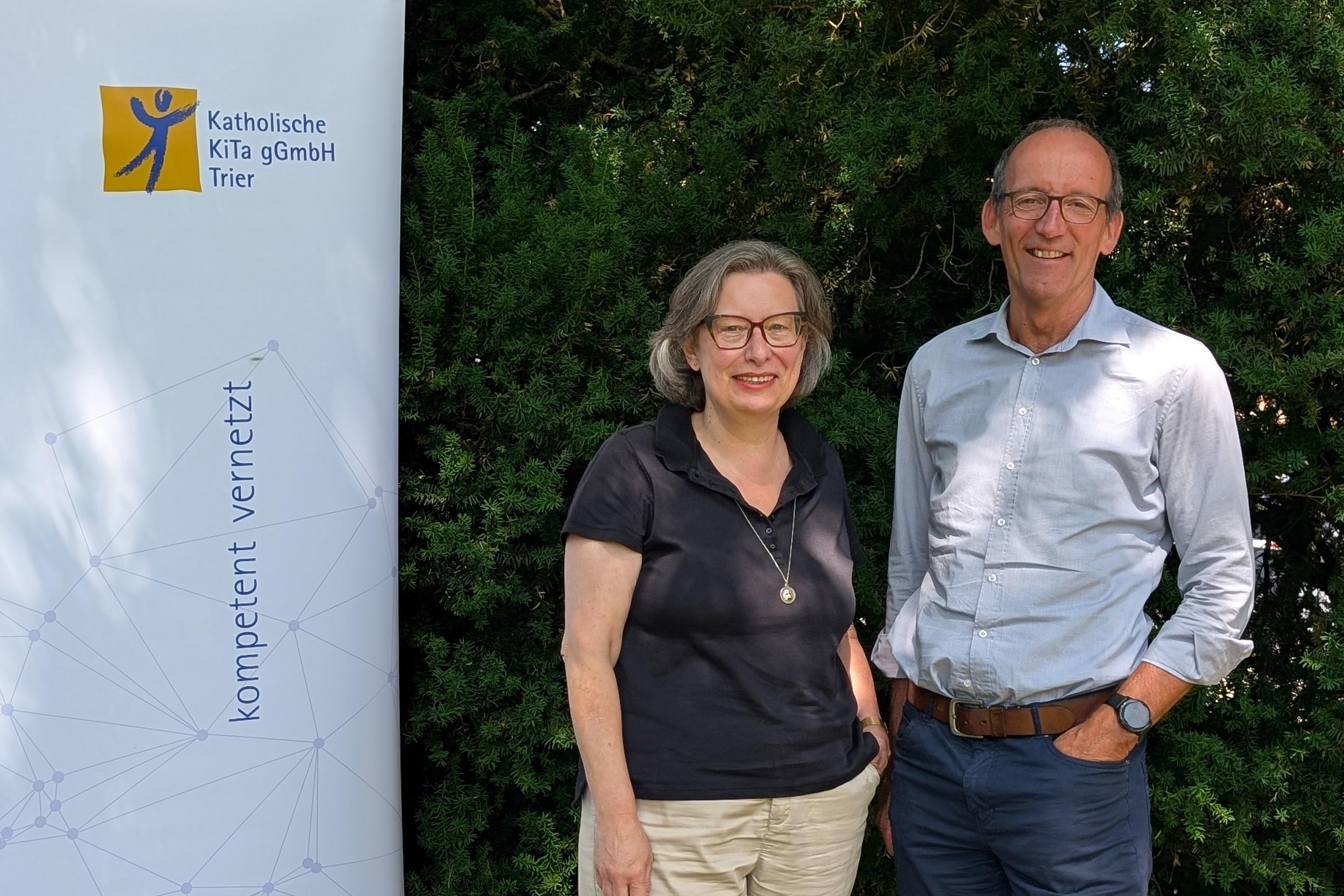 Die Geschäftsführung der katholischen KiTa gGmbH Trier, Cordula Scheich und Konrad Berg