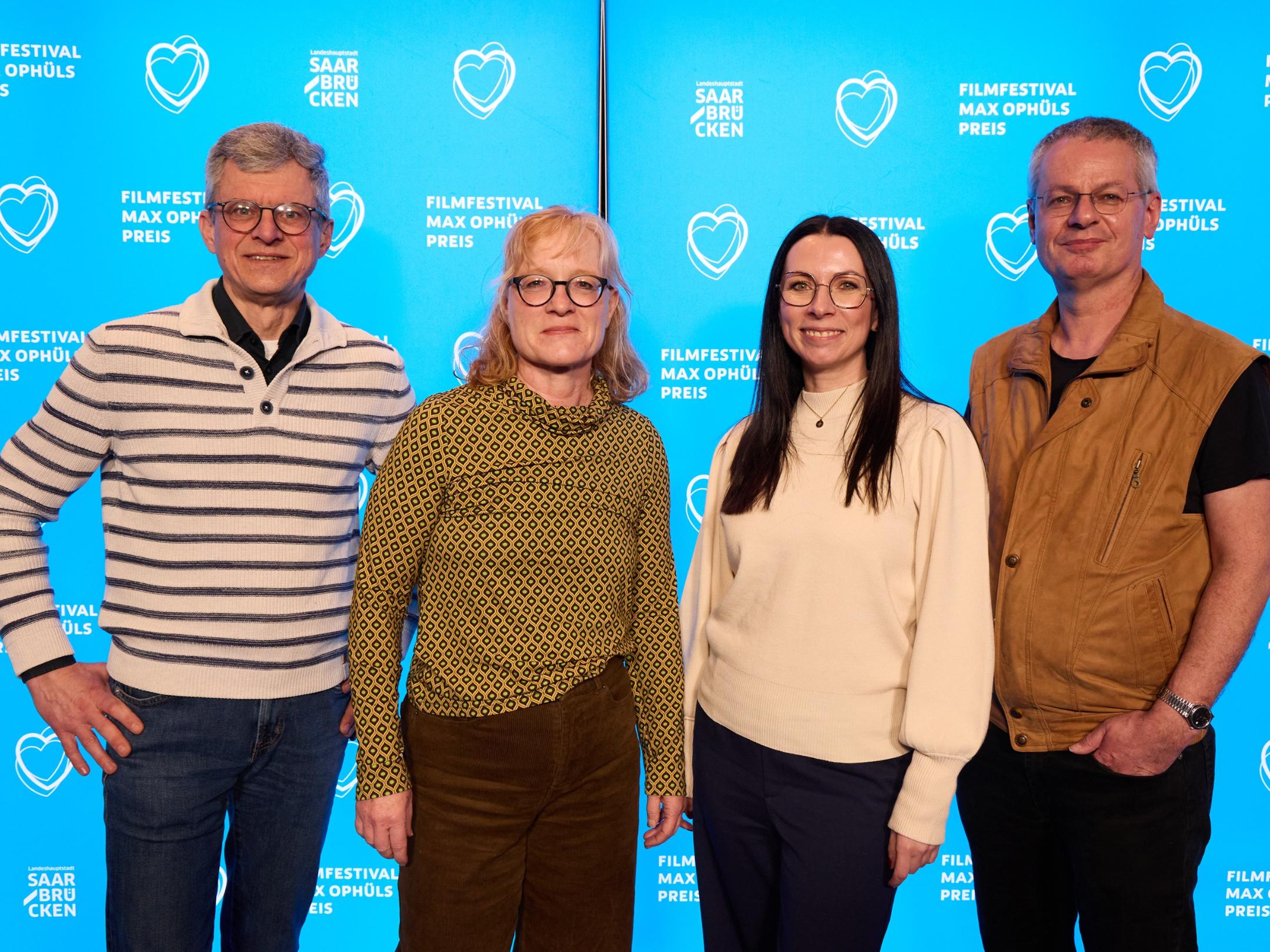 Die Ökumenische Jury beim Max-Ophüls-Filmfestival 2026 (v.l.): Alfred Jokesch, Marion Latz, Anke Jung, Oliver Gross