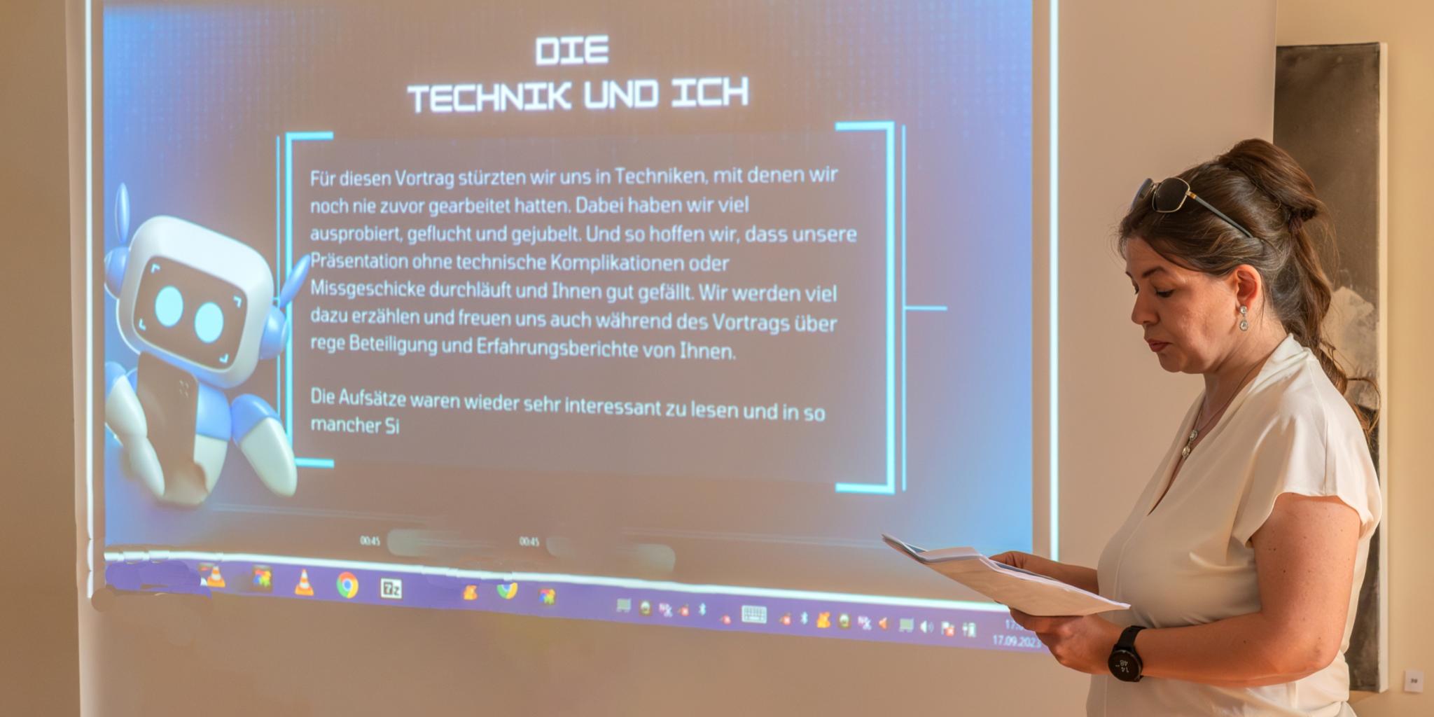 Isabelle Valentin bei ihrer interessanten Präsentation des Themas „Die Technik und ich“.