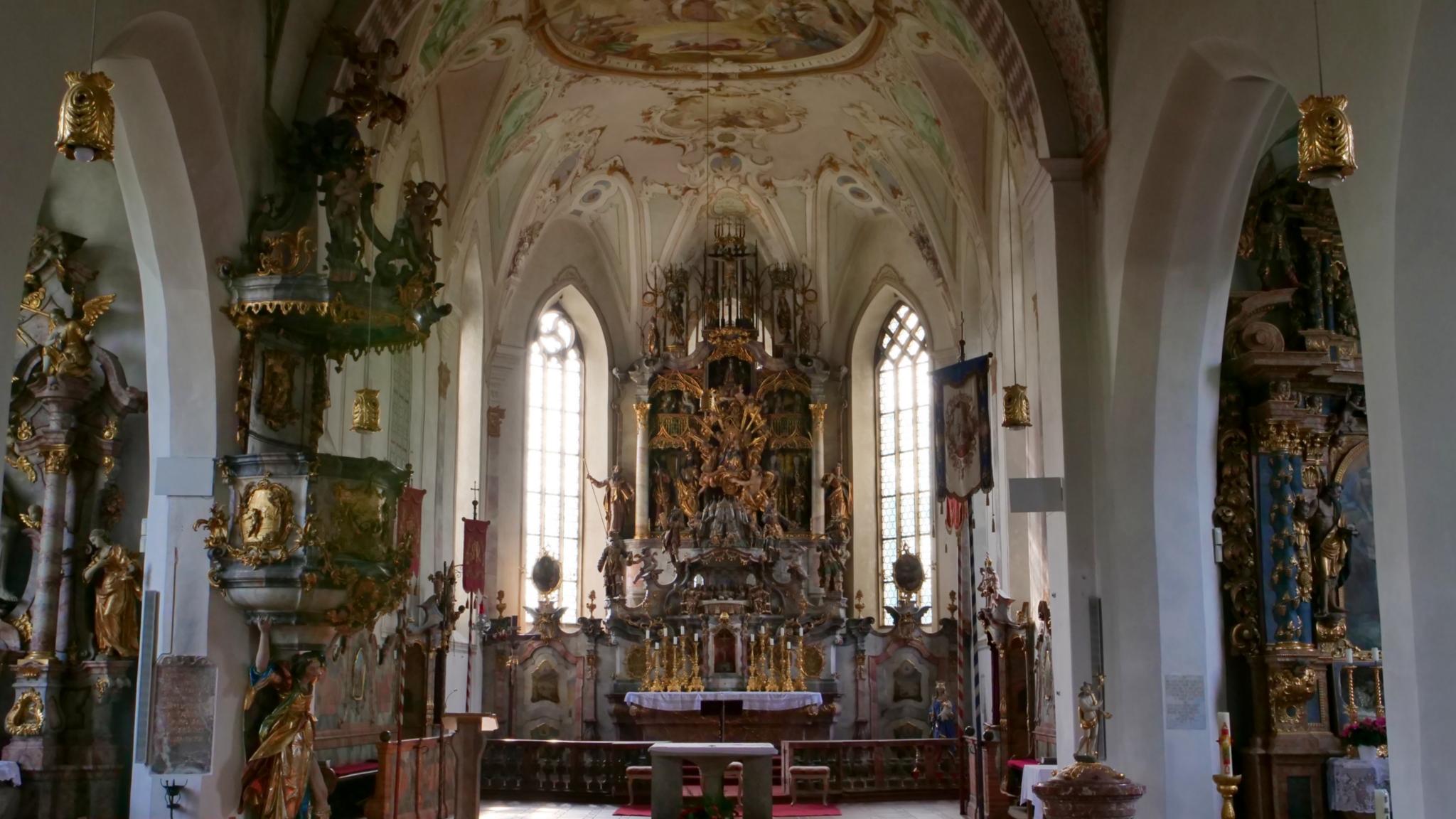 Innenansicht der Wallfahrtskirche Maria-Rain im Oberallgäu