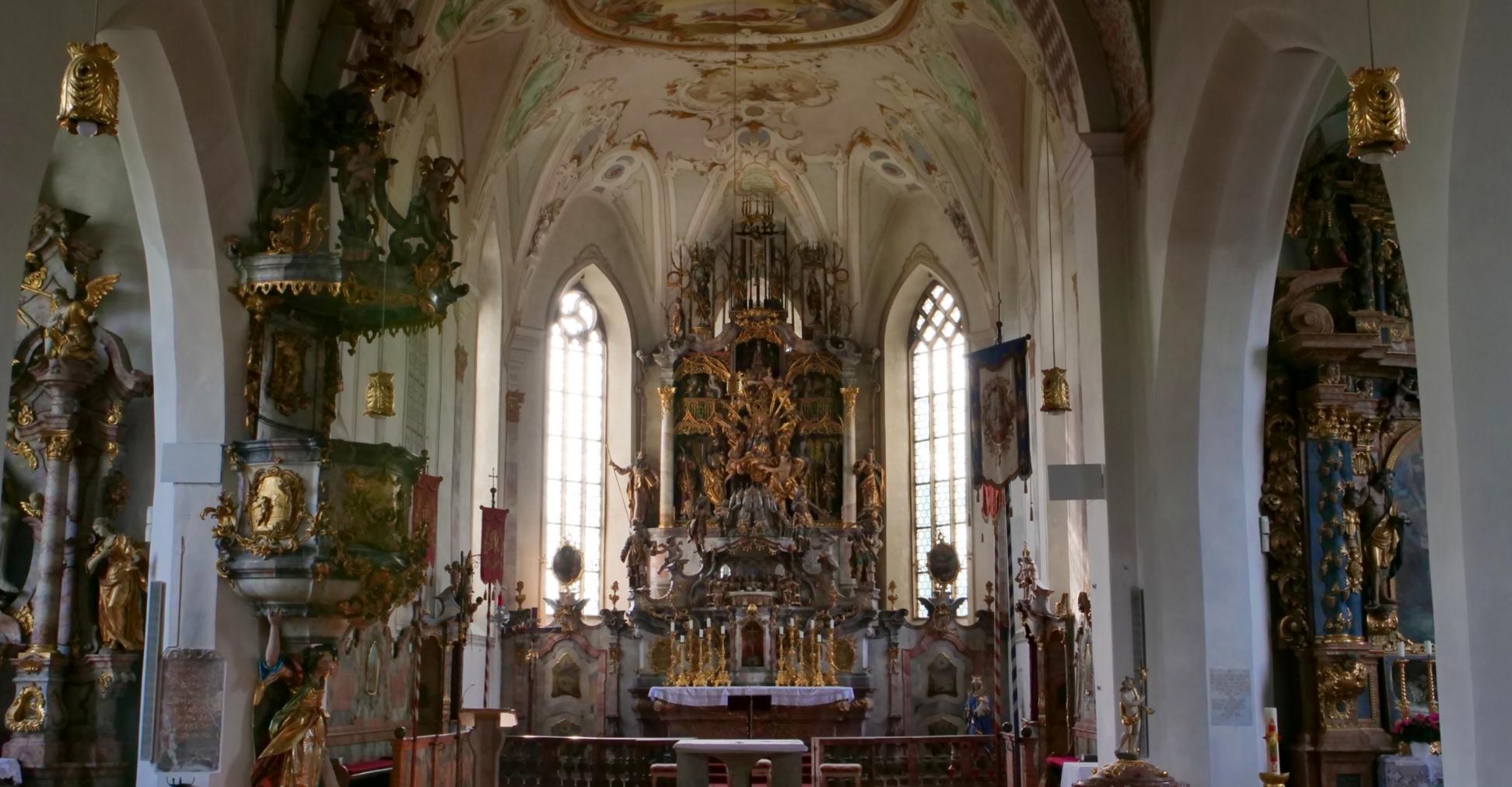 Innenansicht der Wallfahrtskirche Maria-Rain im Oberallgäu