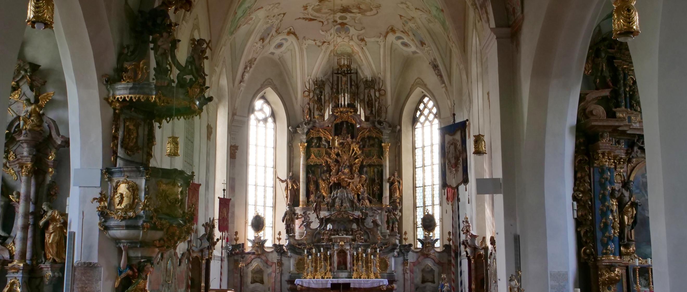 Innenansicht der Wallfahrtskirche Maria-Rain im Oberallgäu