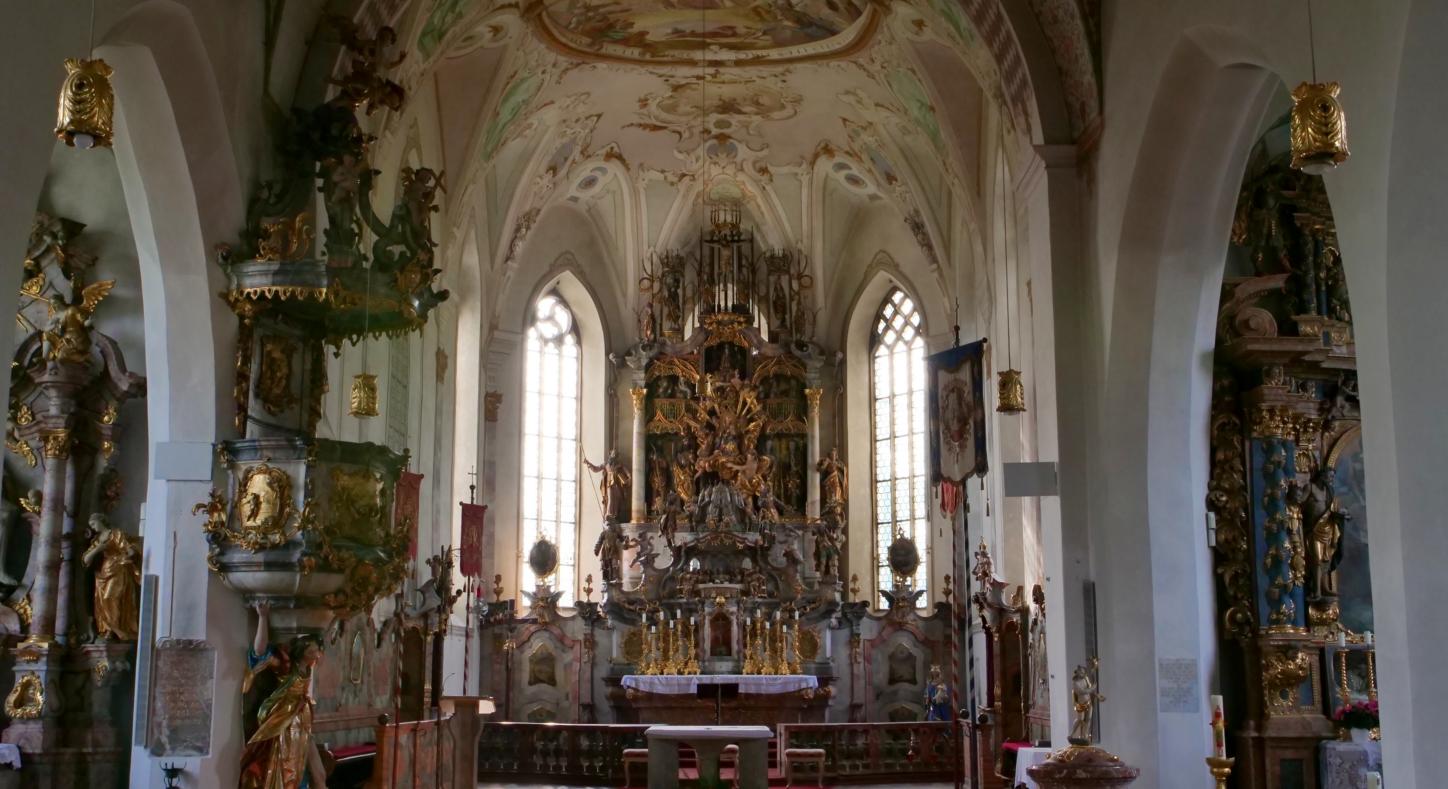 Innenansicht der Wallfahrtskirche Maria-Rain im Oberallgäu