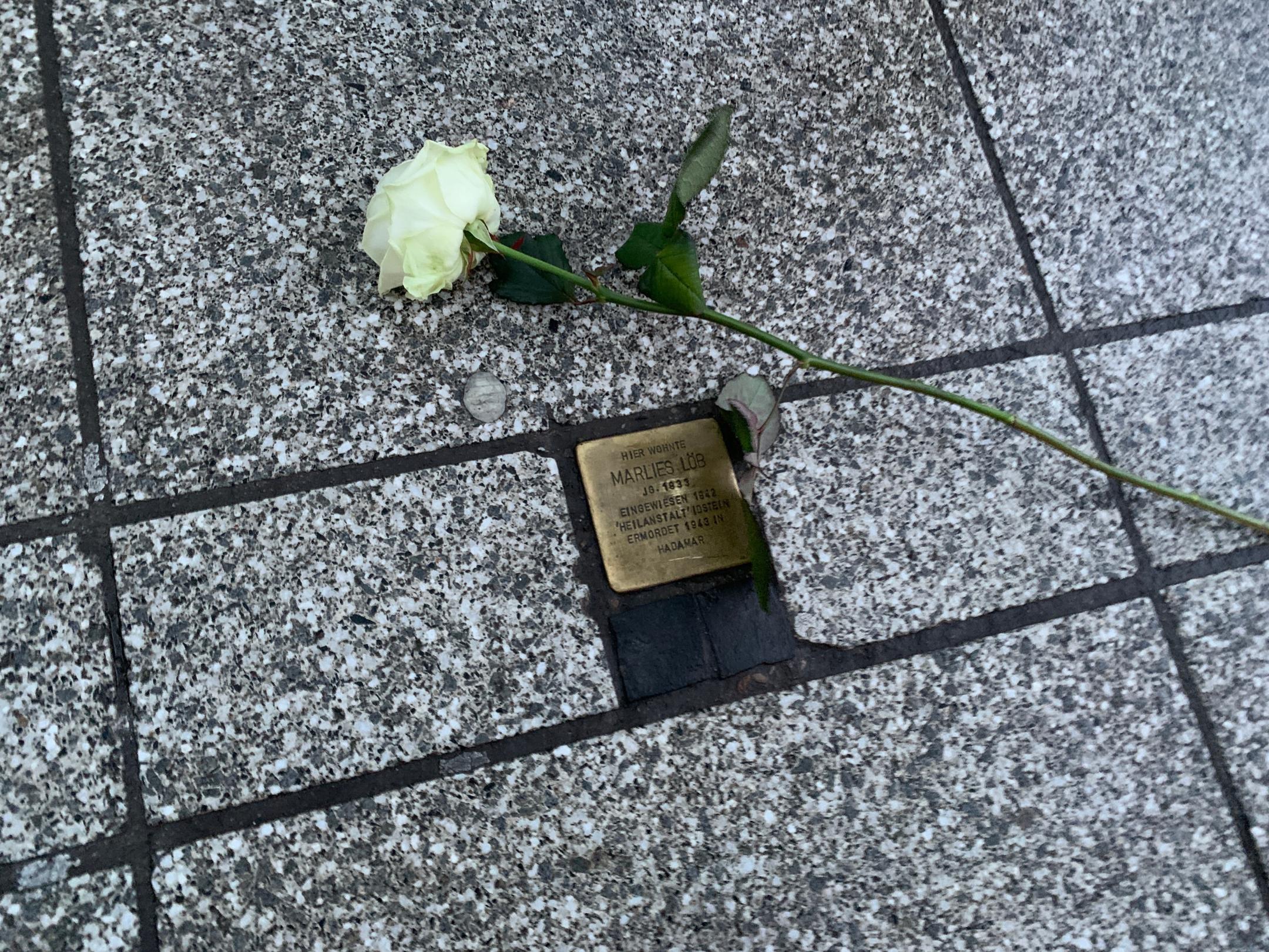 Stolperstein für Marlies Löb, die in einer 'Heilanstalt' getötet wurde.