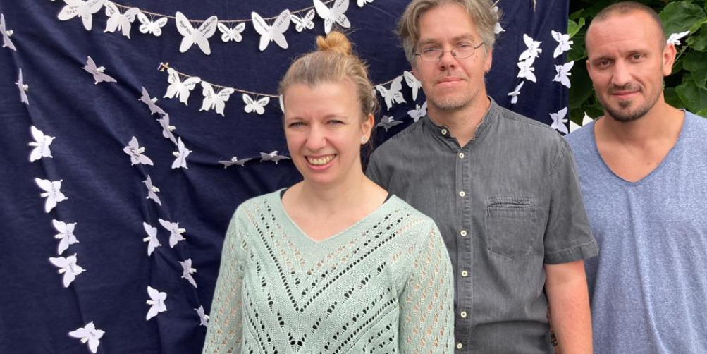 Die Suchtberatungskräfte des Caritasverbands Rhein-Hunsrück-Nahe Sarah Huff, Christian Schaller und Marc Ion Jung.