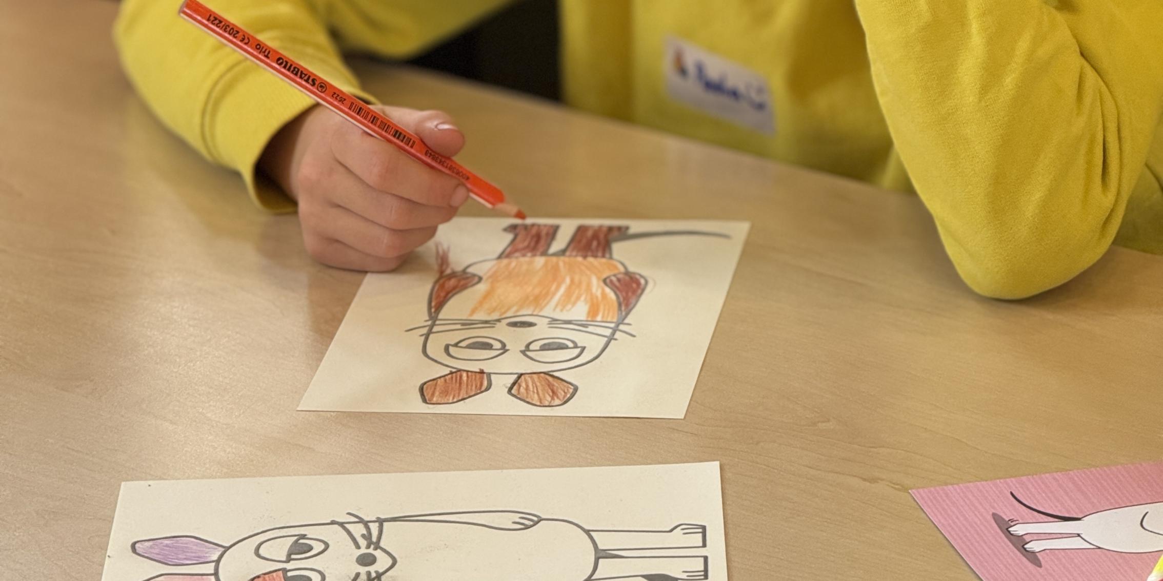 Die Kinder malten mit verbundenen Augen Bilder aus - hier ein Bild mit der Maus.
