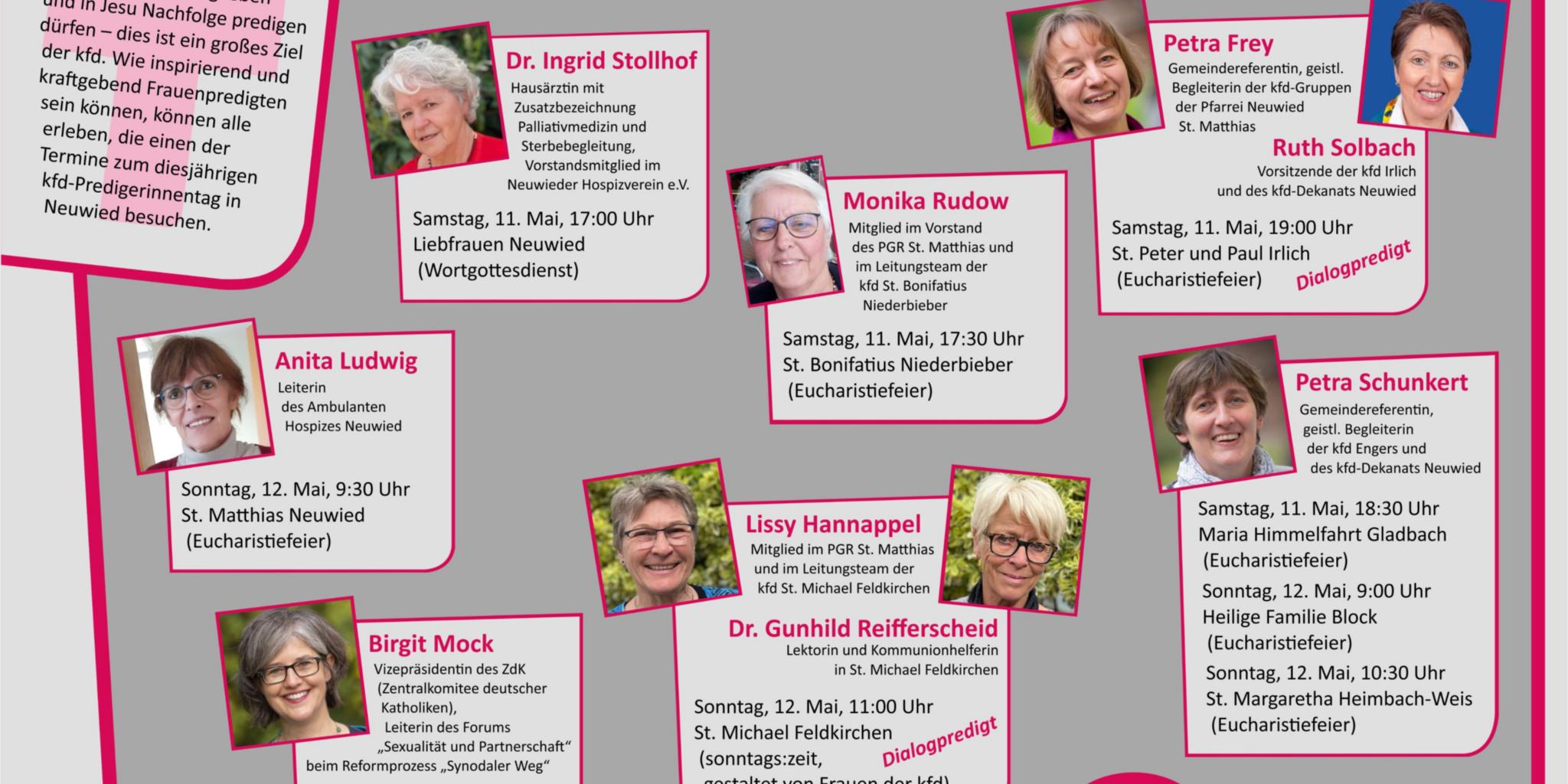 Mit diesem Plakat machen die Predigerinnen im Pastoralen Raum Neuwied auf ihre Termine aufmerksam.