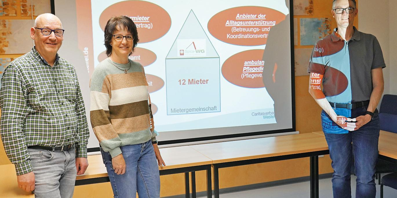 Andreas Flämig, Koordinator Soziale Räume des Caritasverbands Westeifel, Heike Moos vom Caritashaus der Begegnung und Referent Christoph Biegel, Leiter der ambulant betreuten Wohngemeinschaften (von links).