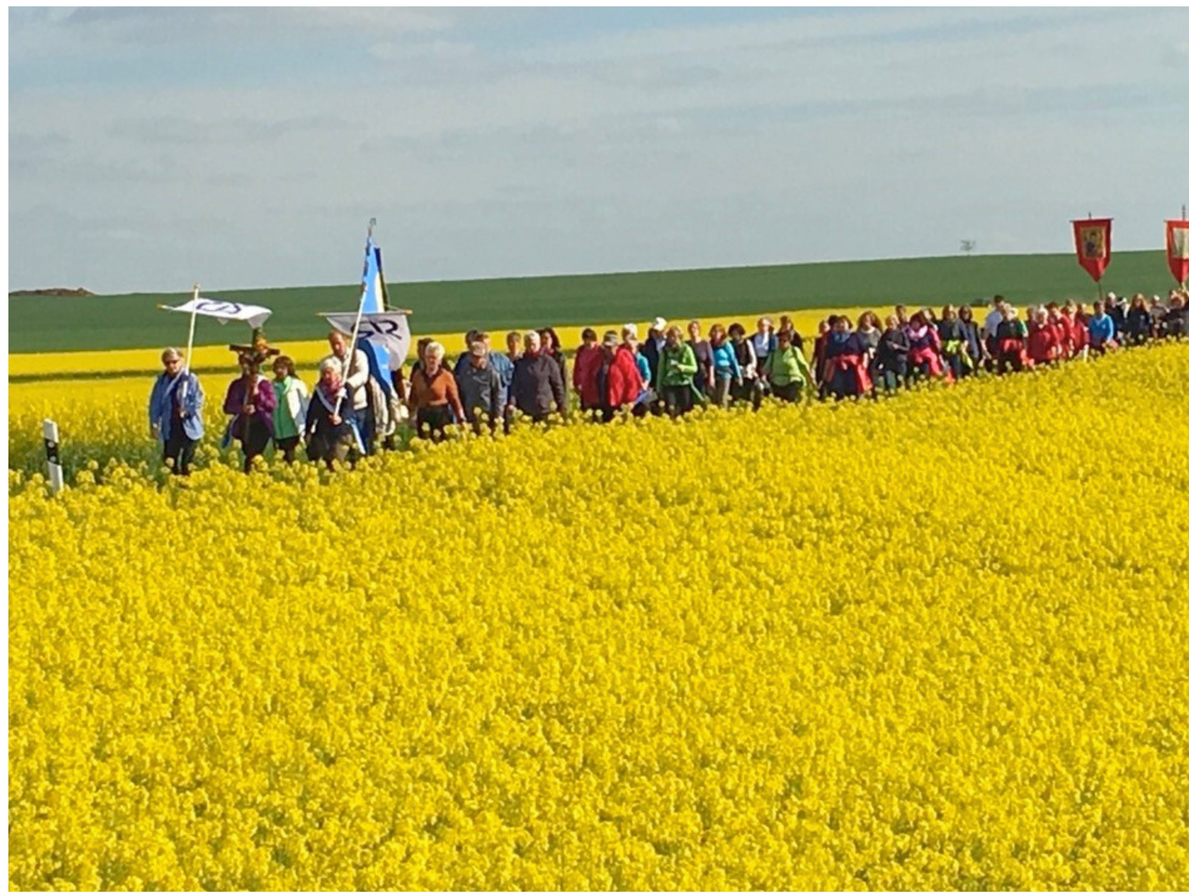 Ob bei gutem oder schlechtem Wetter - die Pilgergruppe zieht von Hillesheim nach Koblenz.