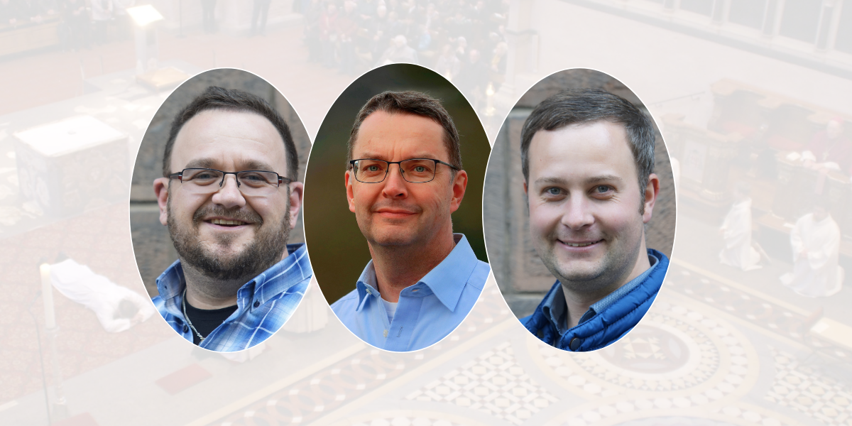 Die Diakonatsbewerber Maas, Mettler und Wacht (v.l.n.r.)