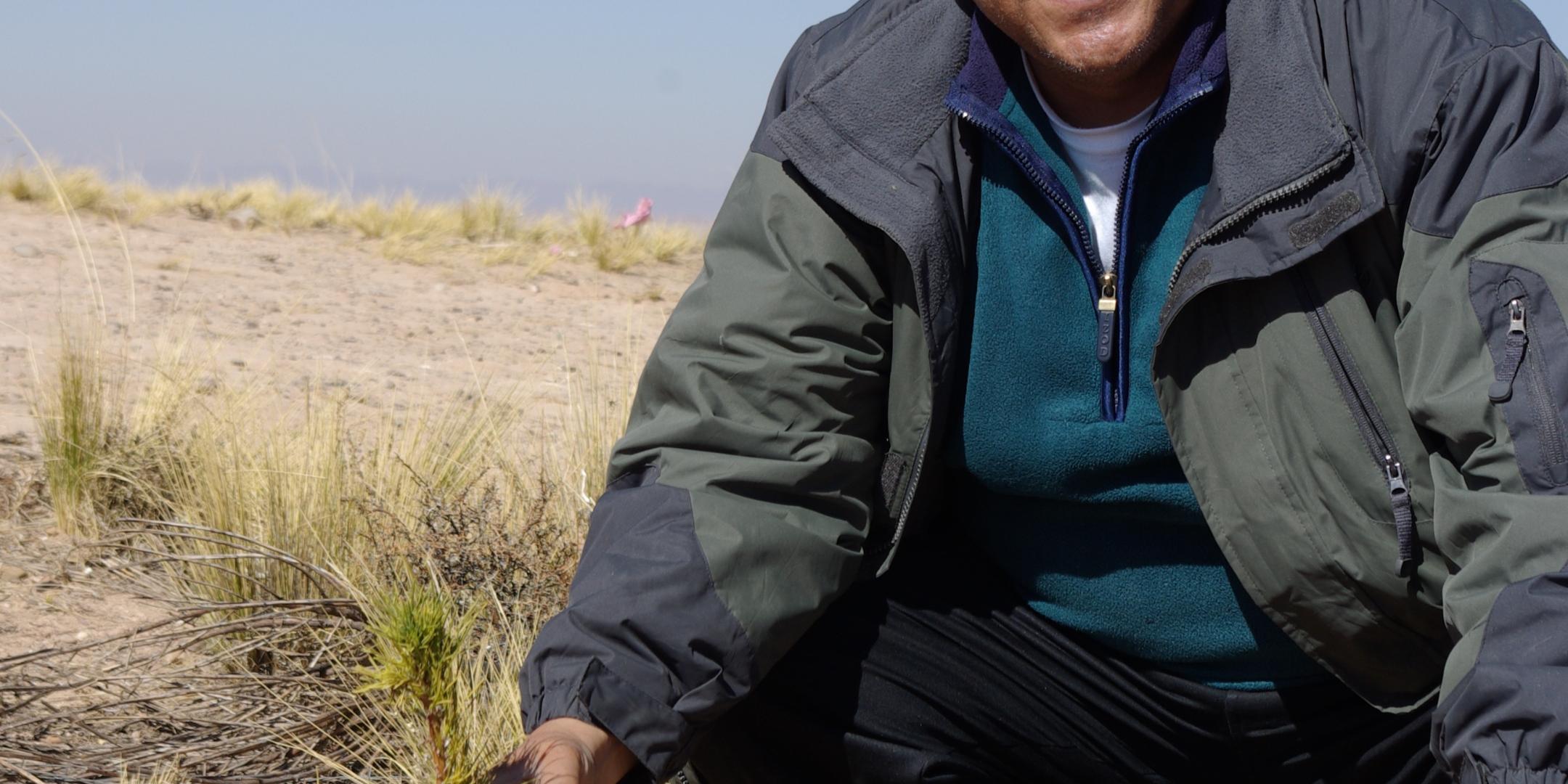 Der neue Erzbischof von La Paz: Bischof Galván beim Pflanzen des Partnerschaftswaldes in seiner bisherigen Diözese Corocoro.