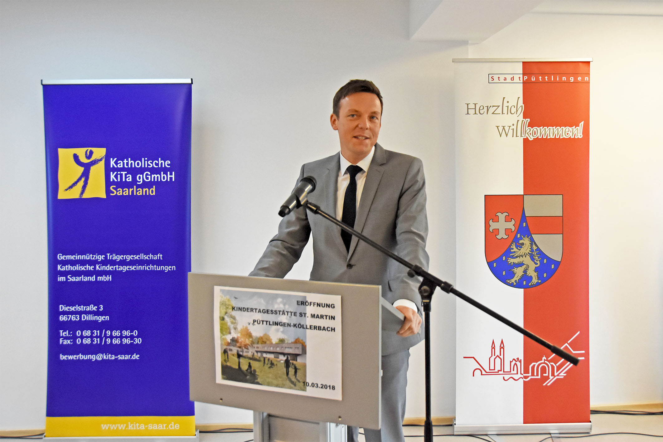 Saarlands Ministerpräsident Tobias Hans bei der Eröffnung der neuen Kita