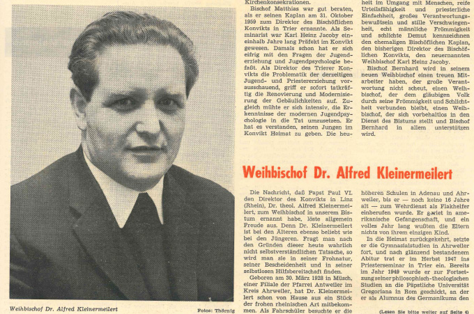 Ausriss aus der Bistumszeitung Paulinus - Vorstellung von Weihbischof in spe Kleinermeilert