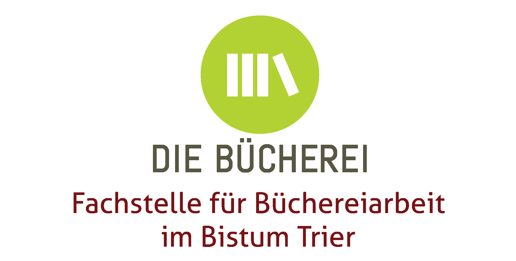 Das Logo der Fachstelle. Man sieht angedeutet ein paar Bücher und den Schriftzug 'Die Bücherei. Fachstelle für Büchereiarbeit im Bistum Trier'