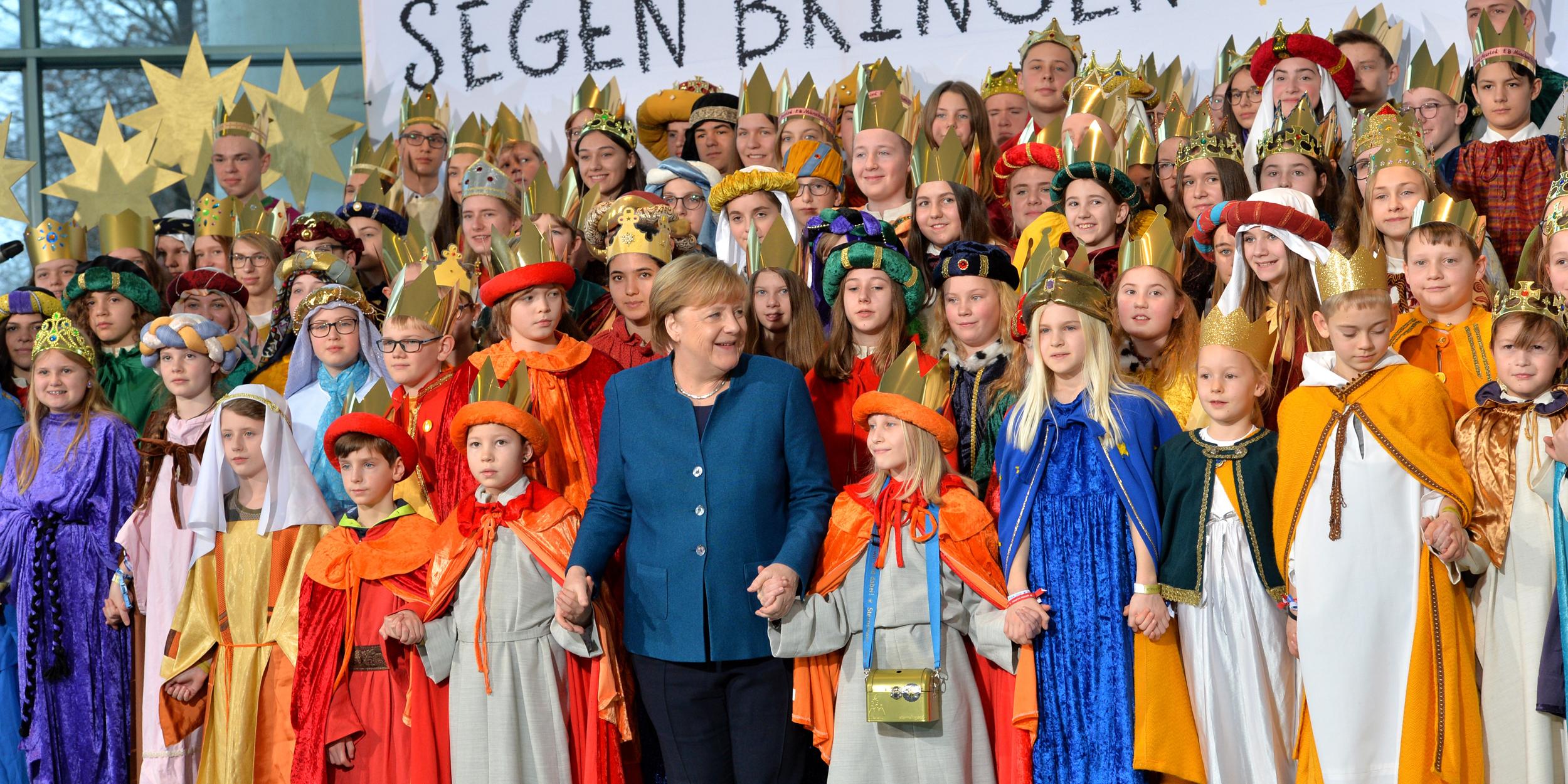 Über 100 Sternsinger aus ganz Deutschland waren in Berlin zum Empfang bei Kanzlerin Merkel geladen.