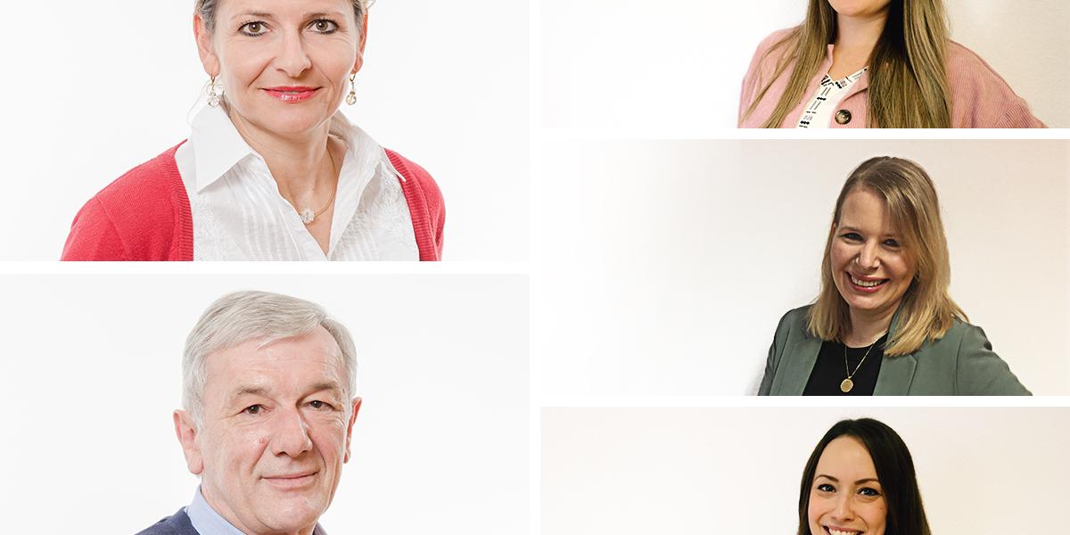 Foto: Natascha Kuhlmann (oben links), Bruno Heinz (unten links), Anna-Lena Berg (oben rechts), Jennifer La Rocca (Mitte rechts), Sarah Heisel (unten rechts). Bildquelle: Lebensberatung Merzig