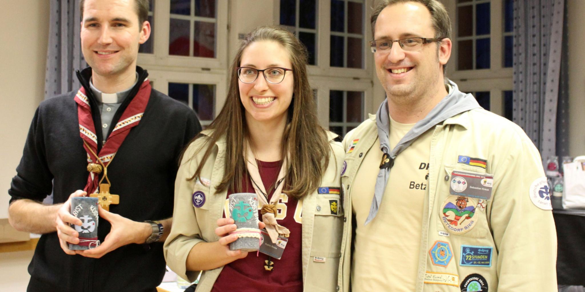Diözesanvorstand der DPSG Trier: v.l. Peter Zillgen (Kurat), Katrin Rinke, Sebastian Kraus.