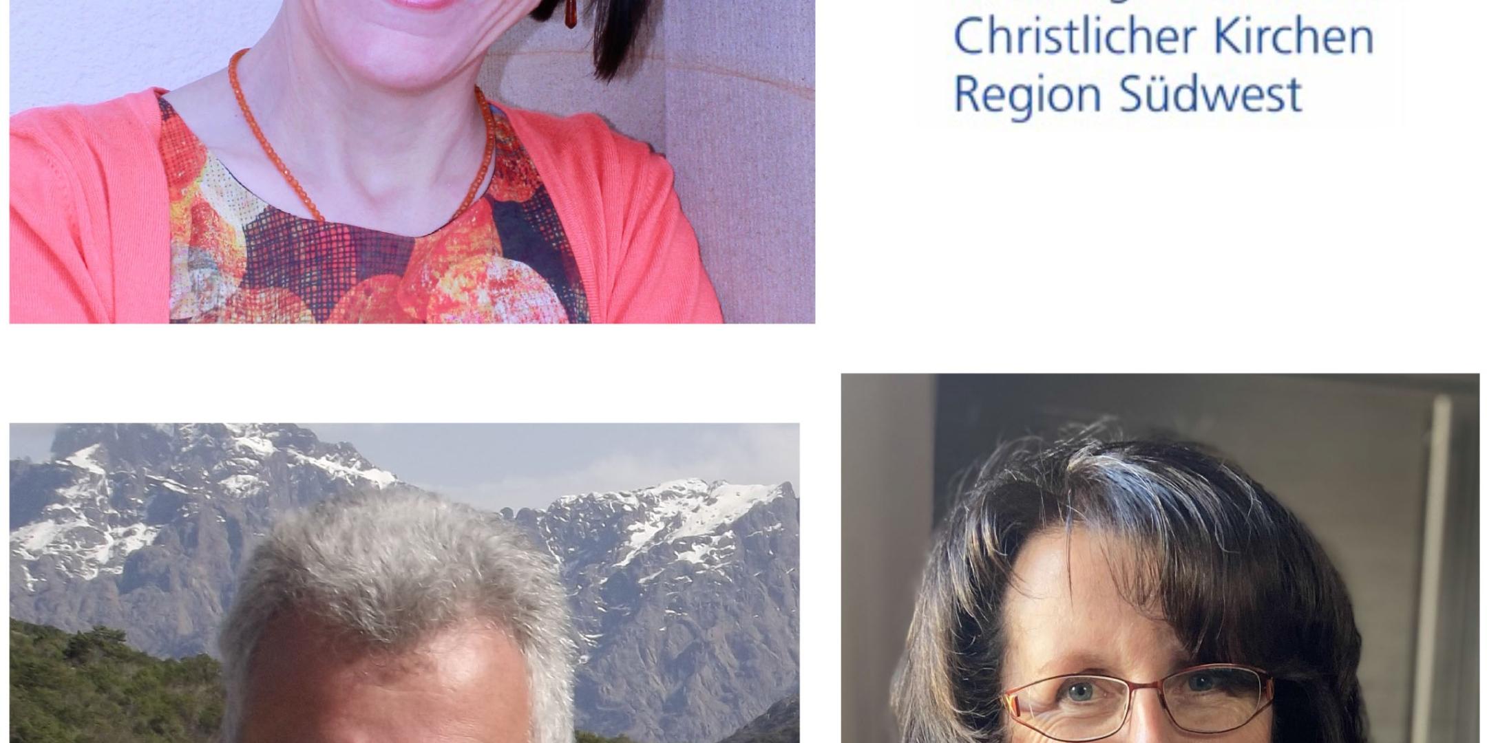 links oben Jutta Walber, die neue Vorsitzende der ACK-Südwest, Jürgen Tibusek (links unten) und Anna Werle (rechts unten)