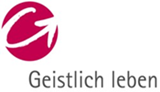 Logo Diözesanstelle Geistlich leben: geschwungener Pfeil, der nach rechts zeigt, auf rotem Kreis